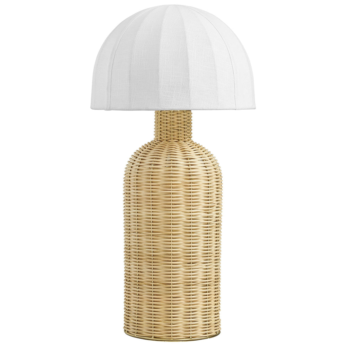 Santo Rattan Table Lamp with Dome Shade by Modway, white shade over woven rattan base on Tampa Home & Garden Store
