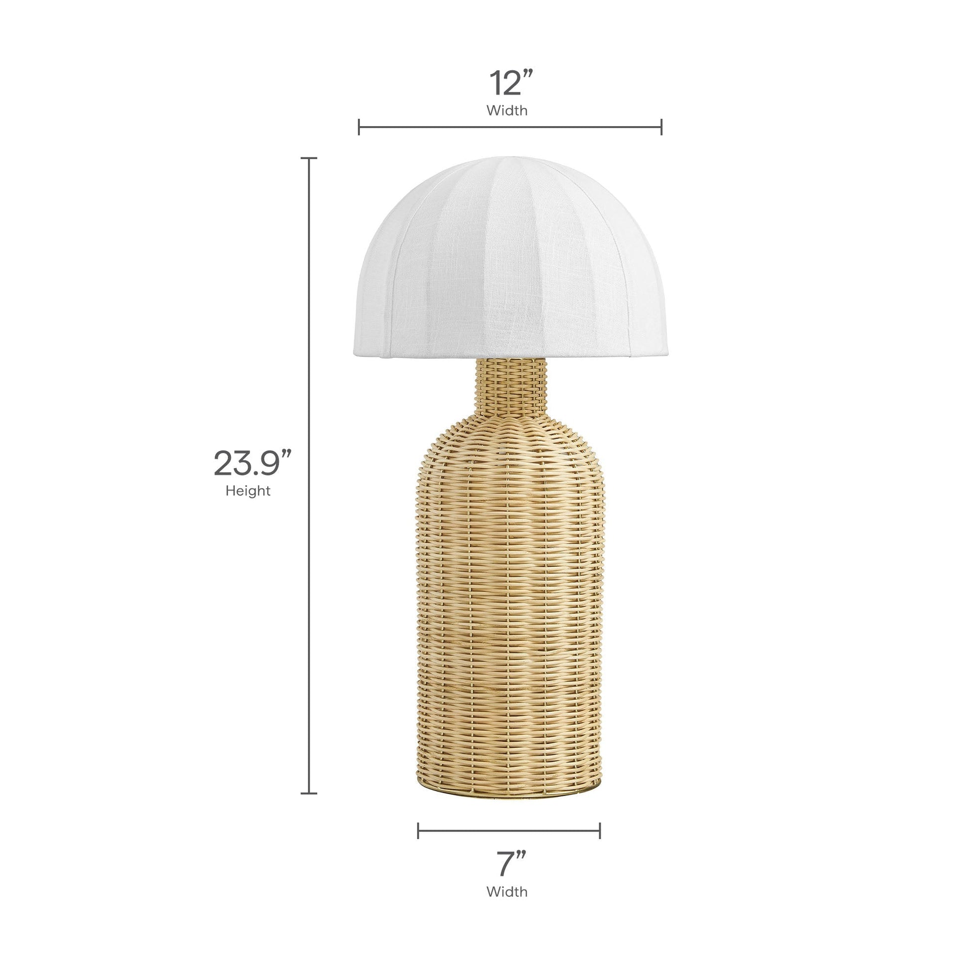 Santo Rattan Table Lamp with Dome Shade by Modway, natural woven base with white dome shade 23.9 inches tall on Tampa Home & Garden Store