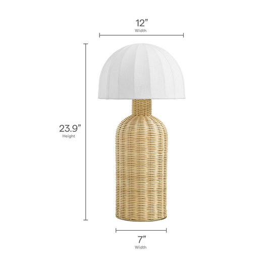 Santo Rattan Table Lamp with Dome Shade by Modway, natural woven base with white dome shade 23.9 inches tall on Tampa Home & Garden Store
