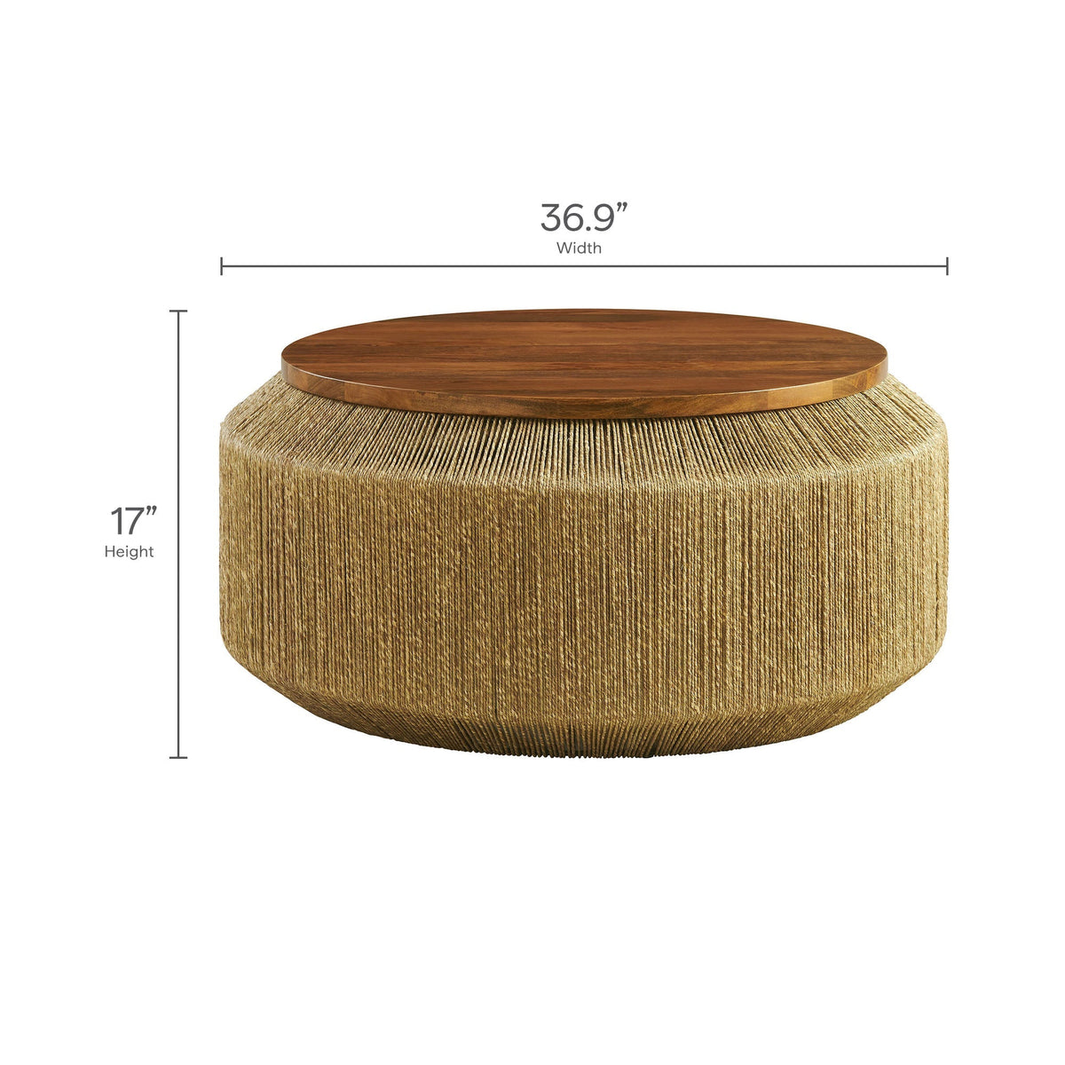 Round Maris Seagrass and Wood Coffee Table with woven seagrass base and wood top by Modway on Tampa Home & Garden Store