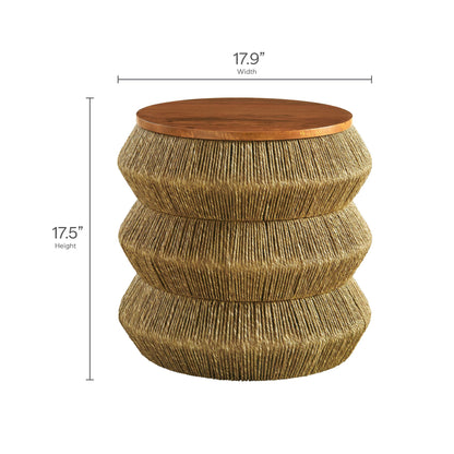 Maris Seagrass and Wood End Table round wood top with natural seagrass-woven base Modway on Tampa Home & Garden Store