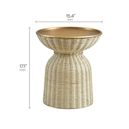 Lazaro round rattan end table with gold rim by Modway on Tampa Home & Garden Store