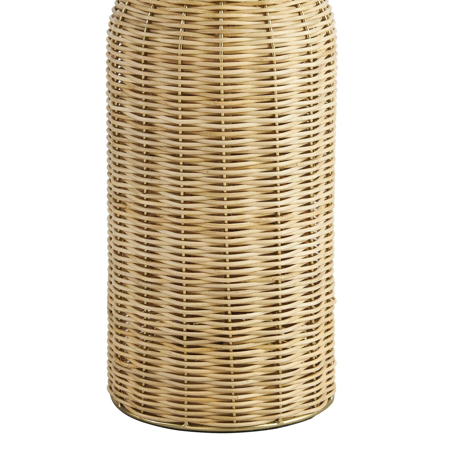 Briar Rattan Table Lamp natural woven rattan cylinder with brass base edge on Tampa Home & Garden Store