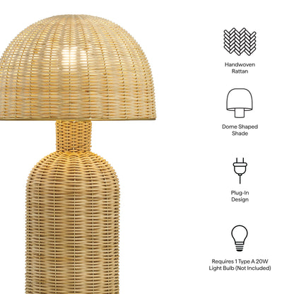 Briar Rattan Table Lamp by Modway, natural handwoven rattan, dome-shaped shade, plug-in on Tampa Home & Garden Store