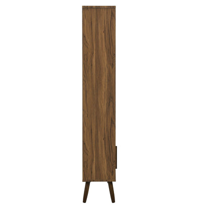 Transmit 45in four-tier bookcase with sliding doors in walnut wood finish by HouseOfZazla on Tampa Home & Garden Store