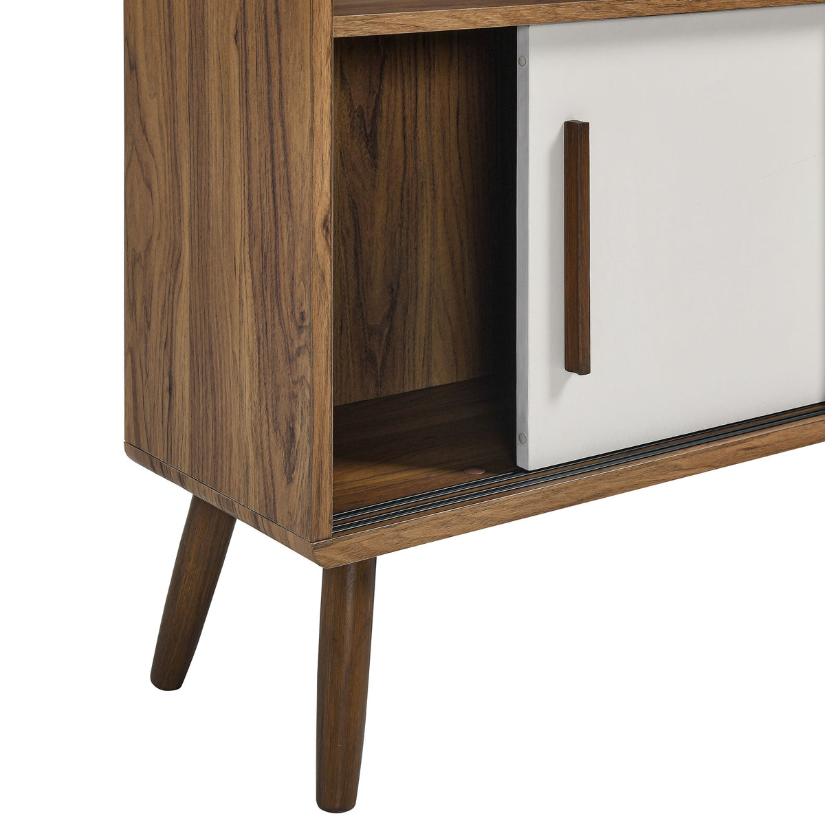 Transmit 45-inch four-tier bookcase with sliding doors in wood veneer and white HouseOfZazla on Tampa Home & Garden Store