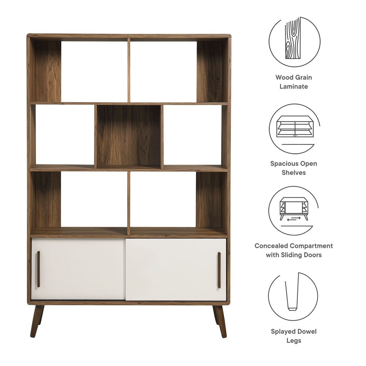 Transmit 45in bookcase with sliding doors; wood grain laminate, cubbies cabinet HouseOfZazla on Tampa Home & Garden Store