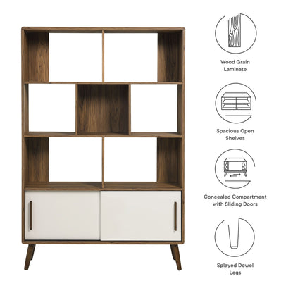 Transmit 45in bookcase with sliding doors; wood grain laminate, cubbies cabinet HouseOfZazla on Tampa Home & Garden Store