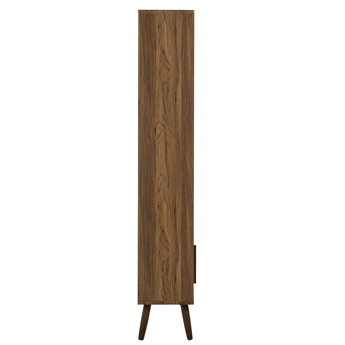 Transmit 45in four-tier bookcase by HouseOfZazla in walnut wood with mid-century legs on Tampa Home & Garden Store