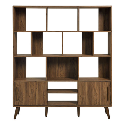 Transmit 59in bookcase with sliding doors in warm oak finish, living room storage on Tampa Home & Garden Store