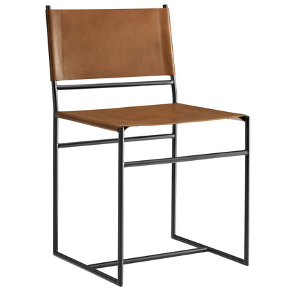 Thatcher Leather and Metal Dining Chair by Modway; tan leather seat, black metal frame on Tampa Home & Garden Store