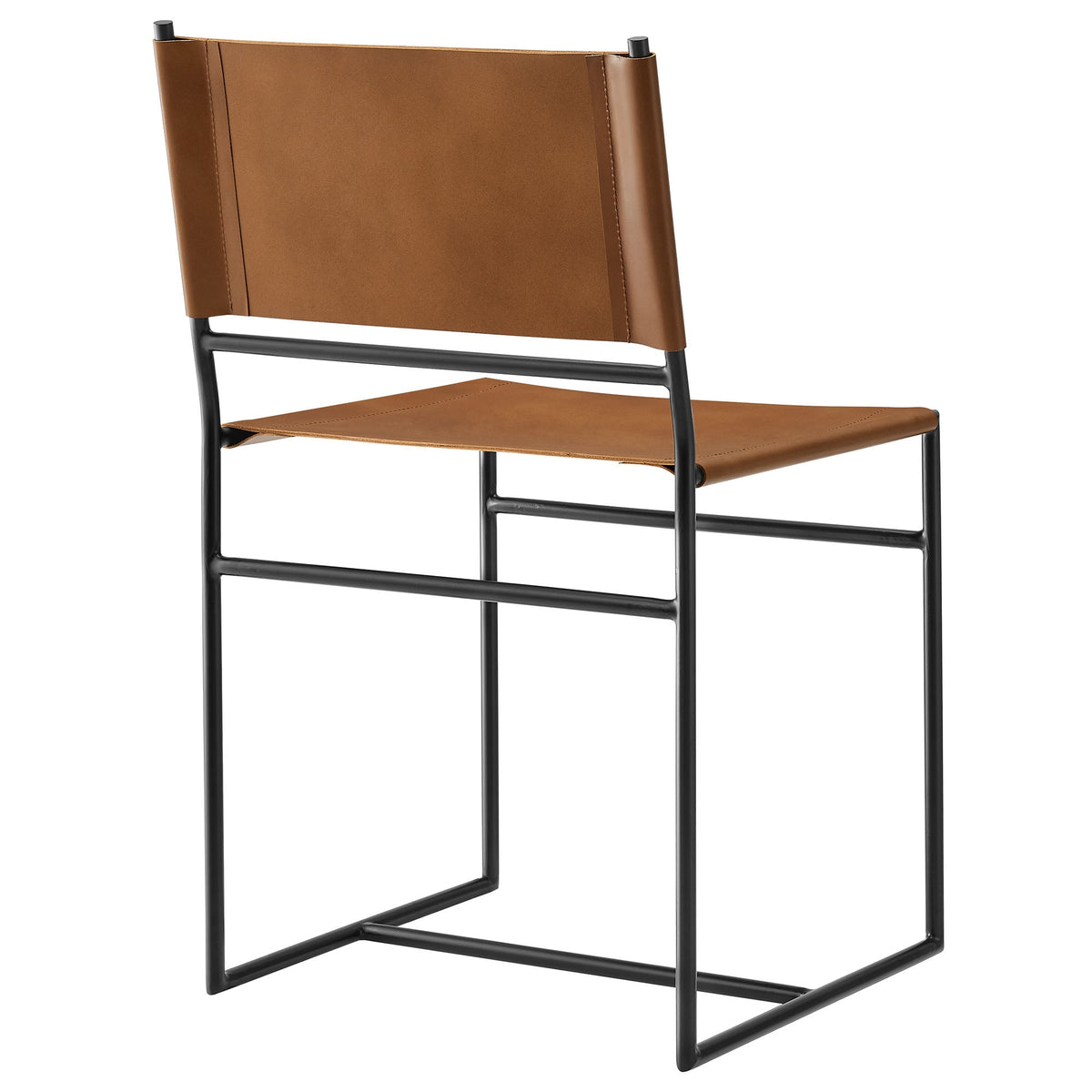 Thatcher Leather and Metal Dining Chair by Modway, tan leather seat/back, black metal frame on Tampa Home & Garden Store