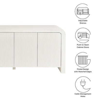 Waterflute 70in fluted sideboard cabinet by Modway, cream ribbed exterior on Tampa Home & Garden Store