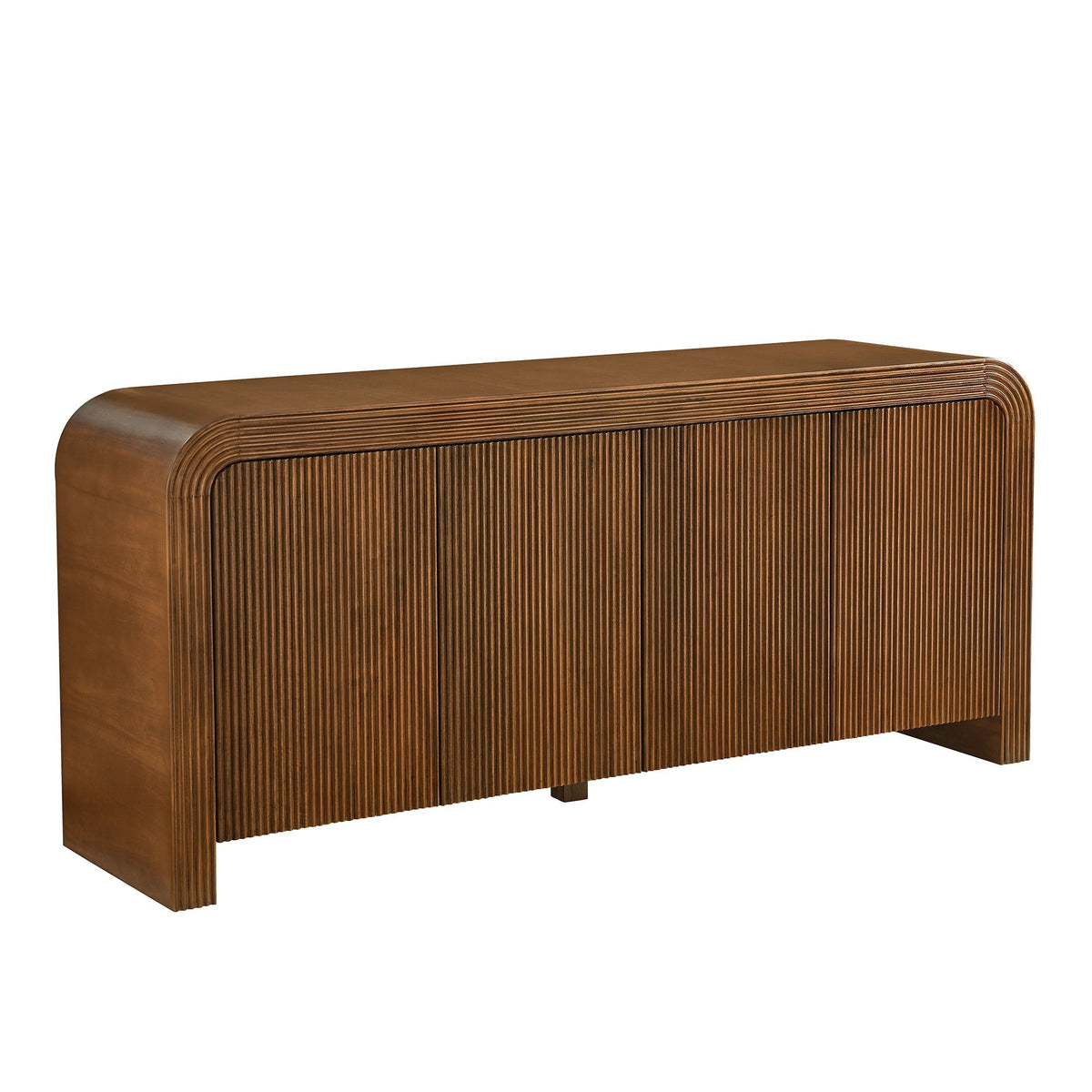 Waterflute 70in fluted sideboard in warm brown wood HouseOfZazla Living Room cabinet on Tampa Home & Garden Store