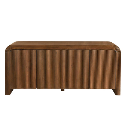 Waterflute 70in fluted sideboard cabinet in brown wood finish with rounded edges by Modway on Tampa Home & Garden Store