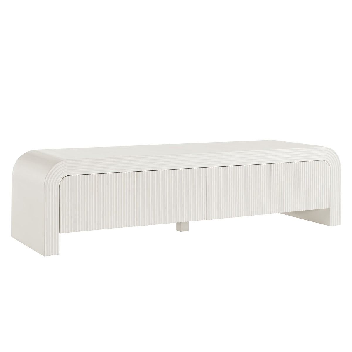 Waterflute 68in Fluted TV Stand white grooved front rounded edges on Tampa Home & Garden Store