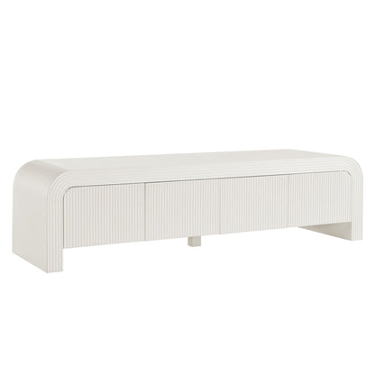 Waterflute 68in Fluted TV Stand white grooved front rounded edges on Tampa Home & Garden Store