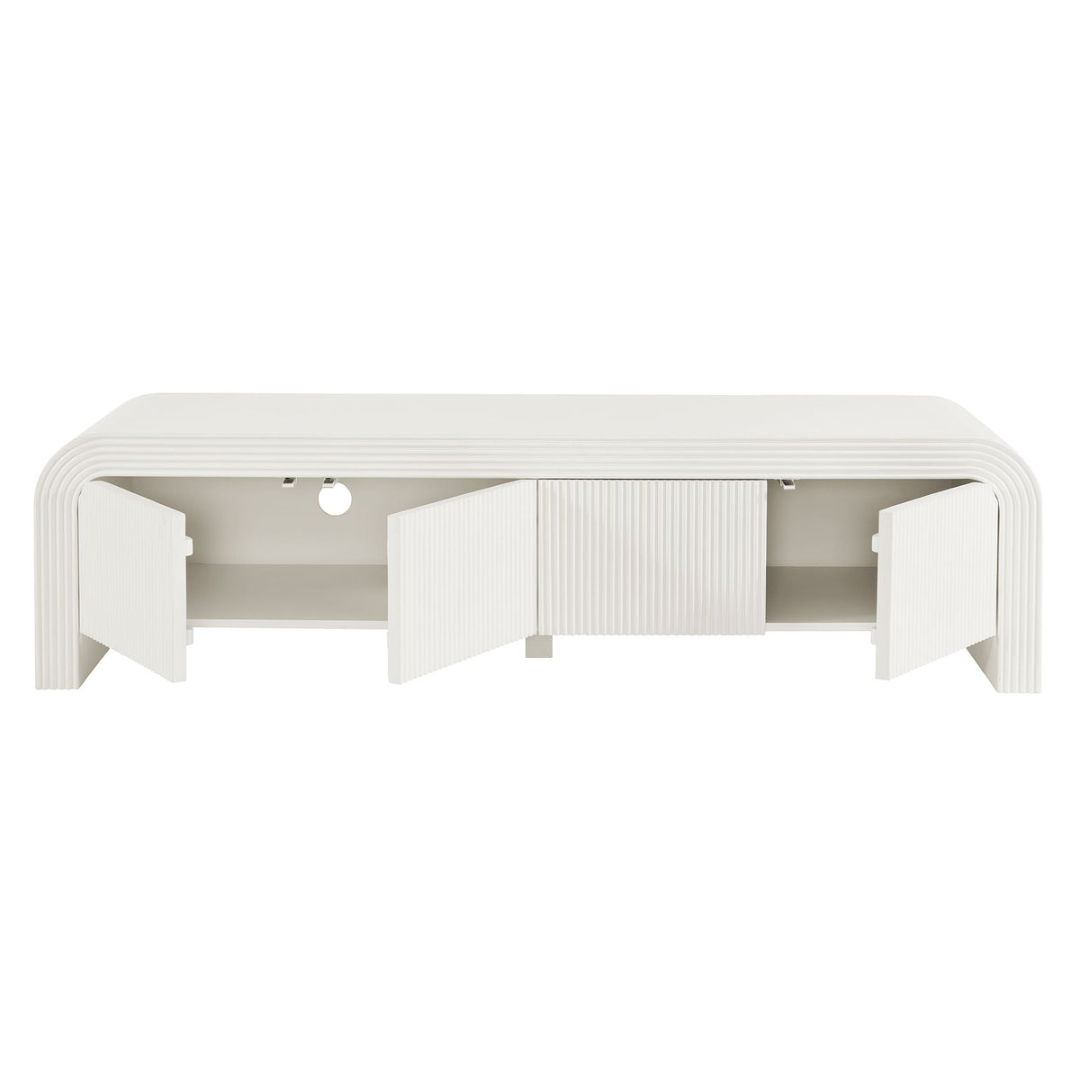 Waterflute 68in fluted TV stand in white with ribbed cabinet doors by Modway on Tampa Home & Garden Store