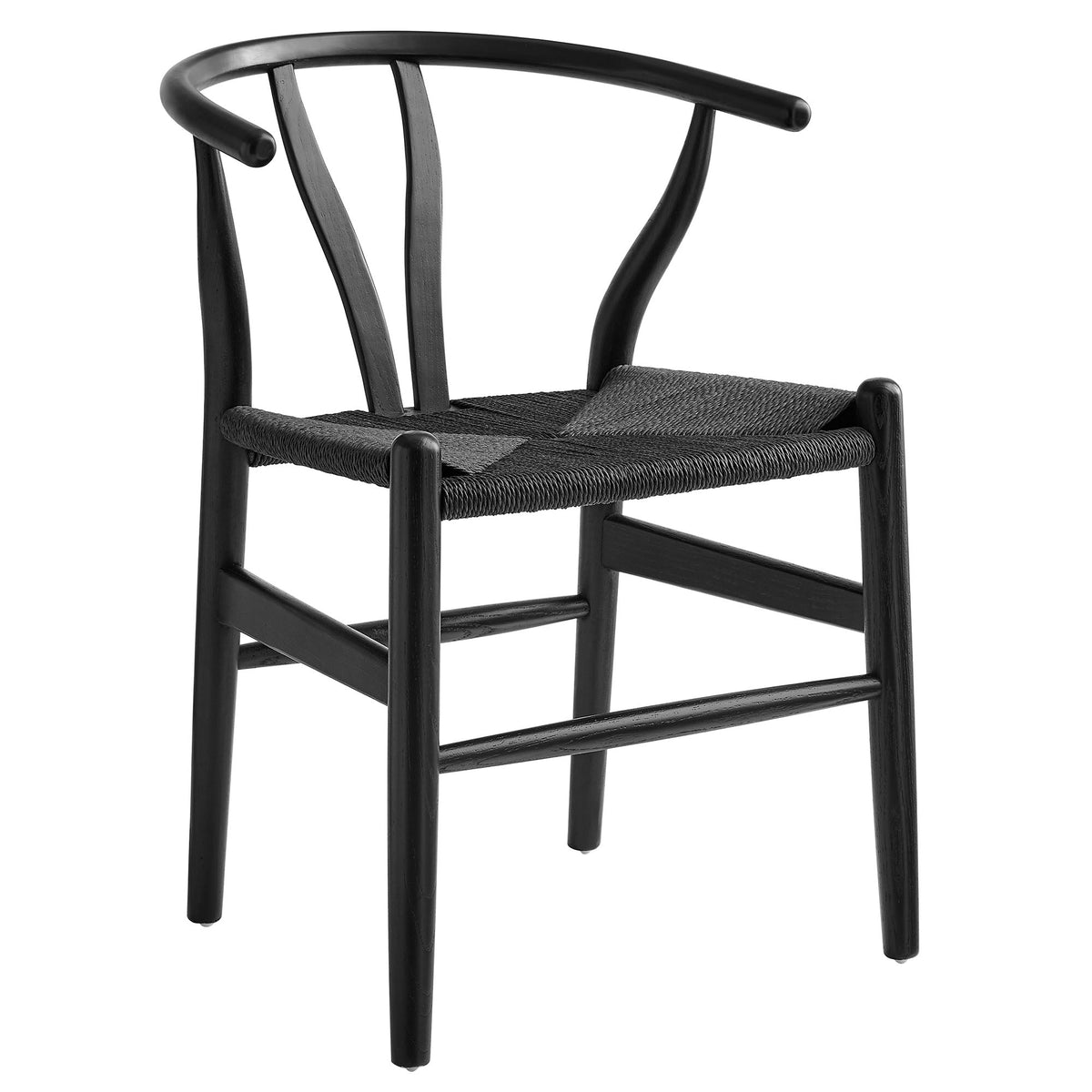 Amish 29in wood dining chair with black finish and woven seat curved back on Tampa Home & Garden Store