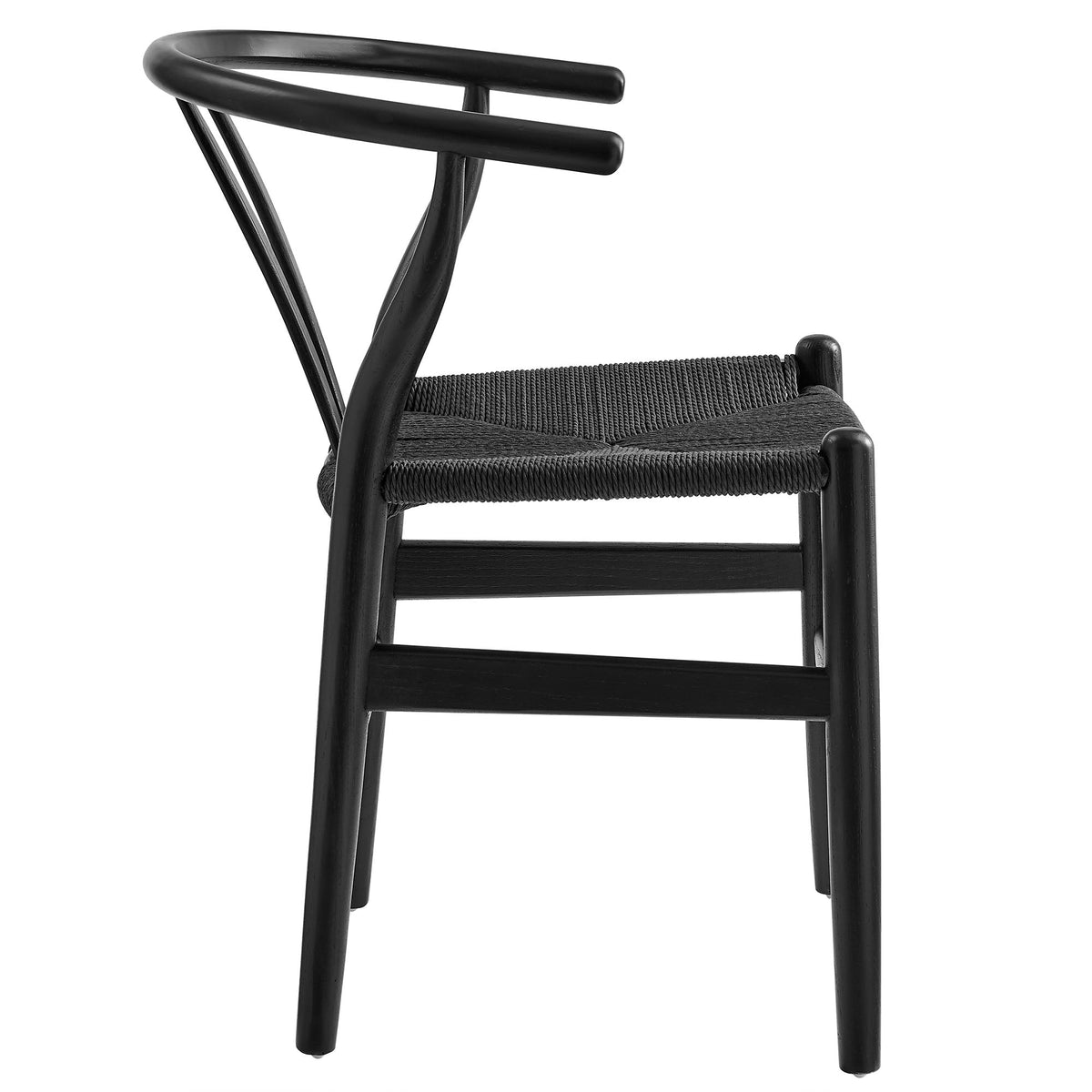 Amish 29in wood dining chair in black with woven seat and curved backrest on Tampa Home & Garden Store