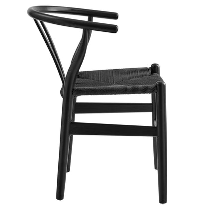 Amish 29in wood dining chair in black with woven seat and curved backrest on Tampa Home & Garden Store