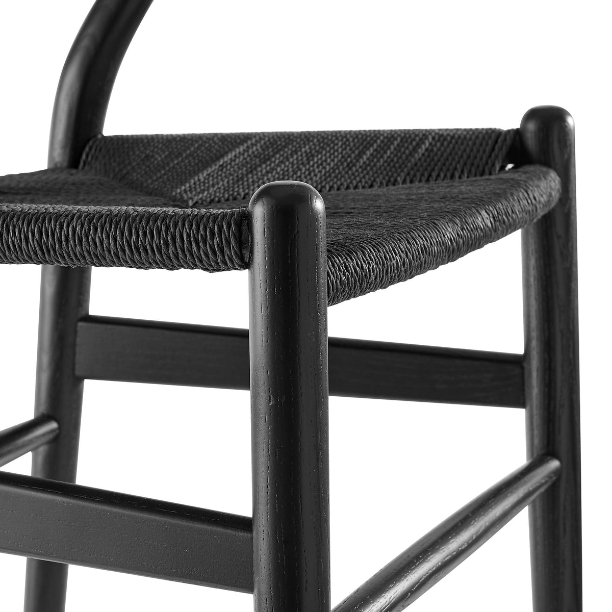 Amish 29in black wood dining chair by Modway with woven cord seat and round post legs on Tampa Home & Garden Store