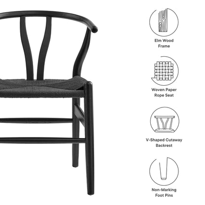 Amish 29-inch Wood Dining Chair by Modway, black wood with woven seat on Tampa Home & Garden Store