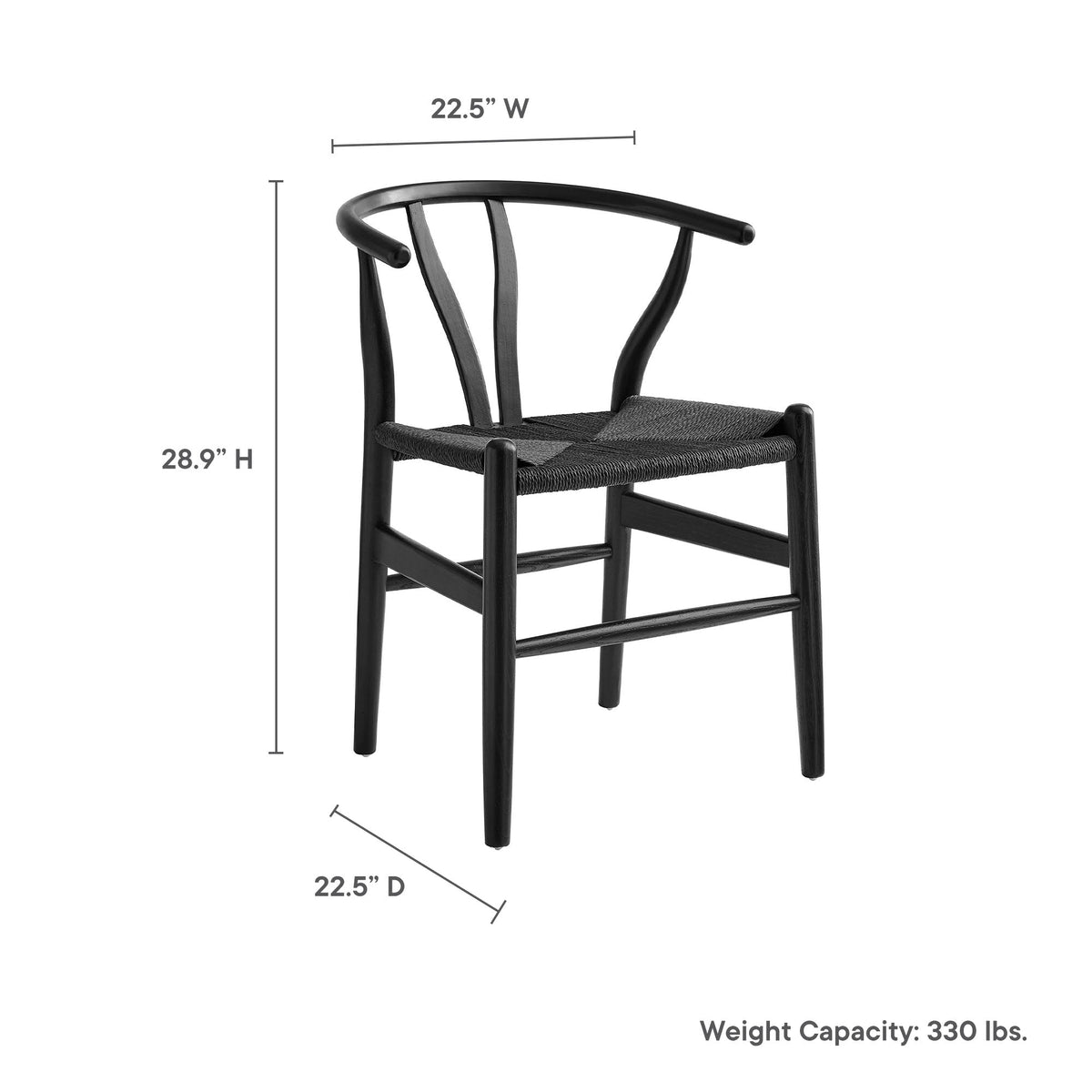 Amish 29in wood dining chair black finish with woven seat and curved back by HouseOfZazla on Tampa Home & Garden Store