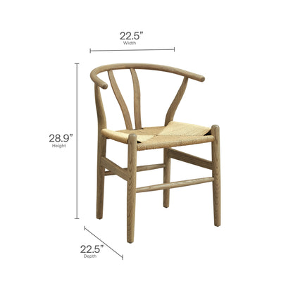 Amish 29in wood dining chair by Modway with woven seat in natural oak finish on Tampa Home & Garden Store