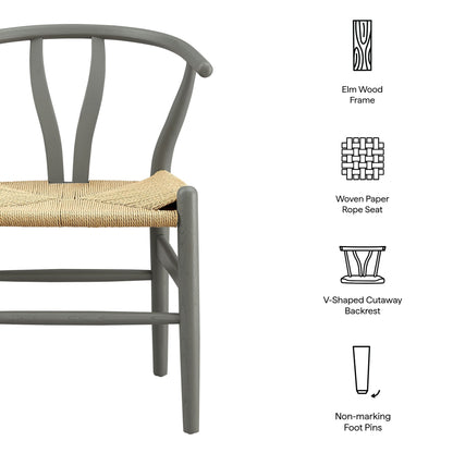 Amish 29in Wood Dining Chair by Modway, elm wood frame with woven paper rope seat on Tampa Home & Garden Store