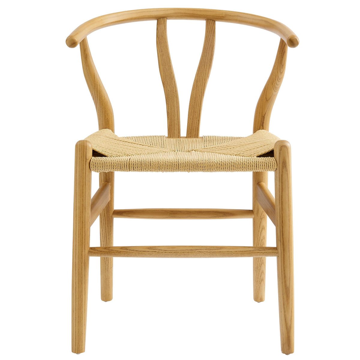 Amish 29in Wood Dining Chair with natural oak finish, curved backrest, and woven seat on Tampa Home & Garden Store