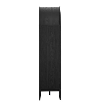 Nolan Arched Bar Cabinet in black wood finish with curved top and slender legs on Tampa Home & Garden Store