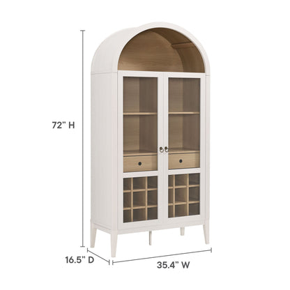 Nolan Arched Bar Cabinet by Modway white finish with glass doors, wine & liquor cabinet on Tampa Home & Garden Store