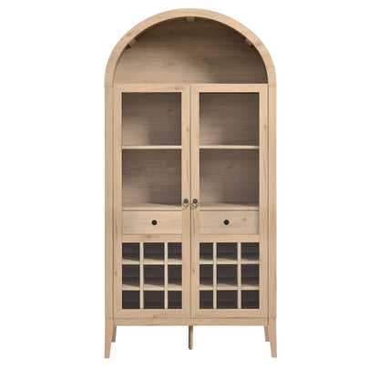 Nolan Arched Bar Cabinet by Modway light oak with two glass-front doors and arched top on Tampa Home & Garden Store