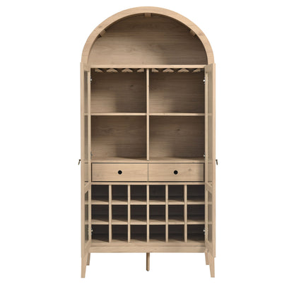 Modway Nolan Arched Bar Cabinet in natural wood finish with built-in bottle rack on Tampa Home & Garden Store
