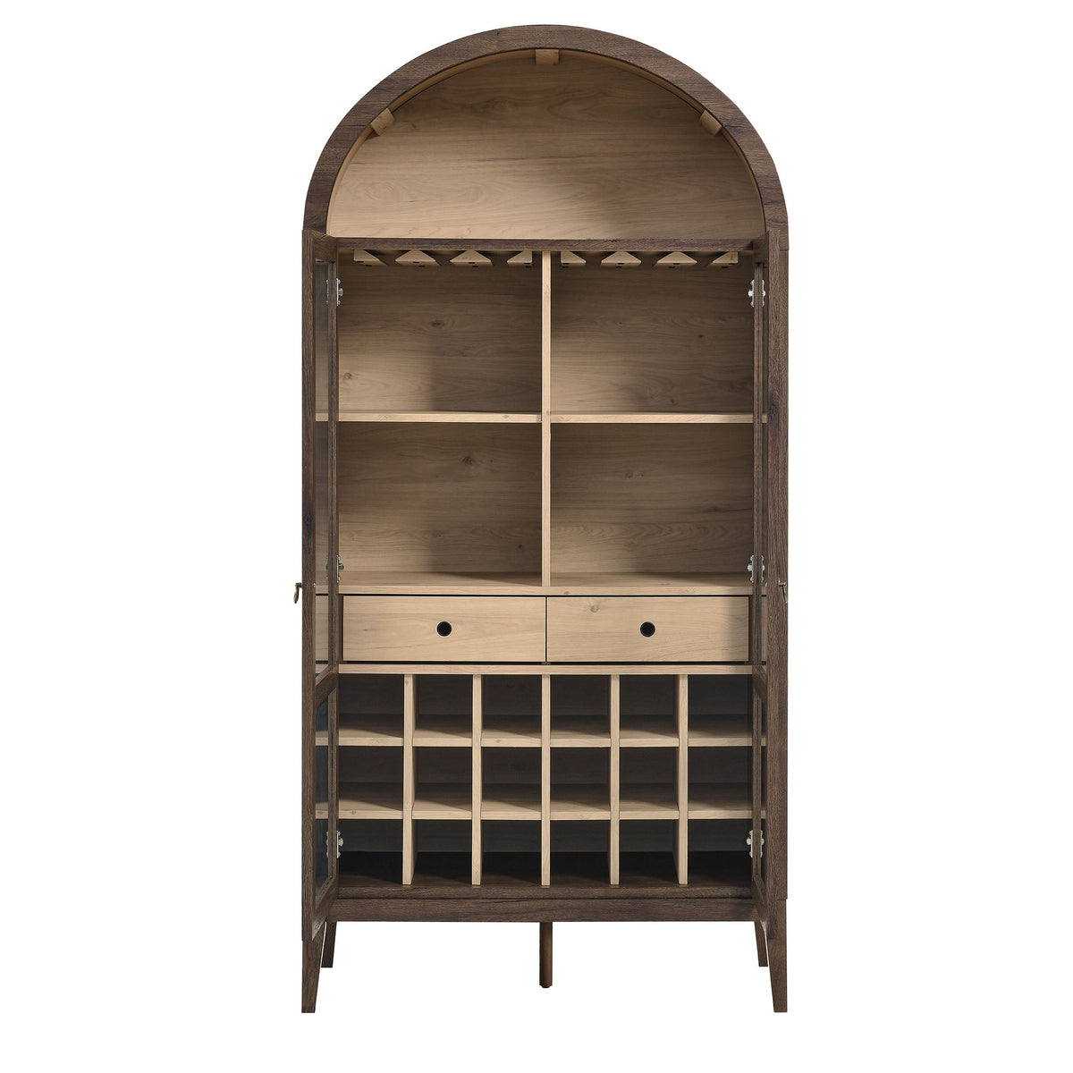 Nolan Arched Bar Cabinet by Modway in dark wood with wine rack and stemware rack on Tampa Home & Garden Store