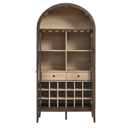 Nolan Arched Bar Cabinet by Modway in dark wood with wine rack and stemware rack on Tampa Home & Garden Store