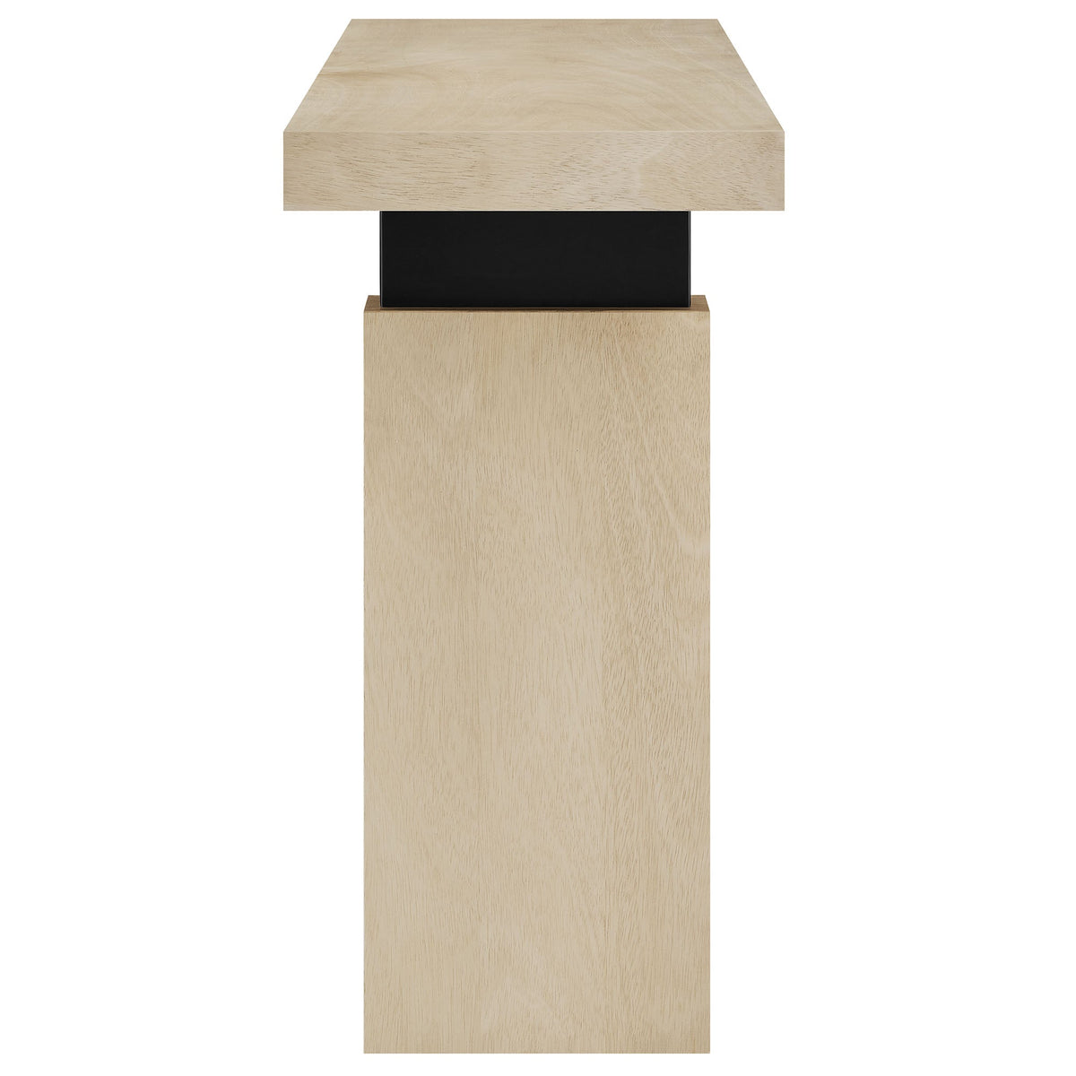 Piston 52in rectangular wood console table with natural oak top and black center block on Tampa Home & Garden Store