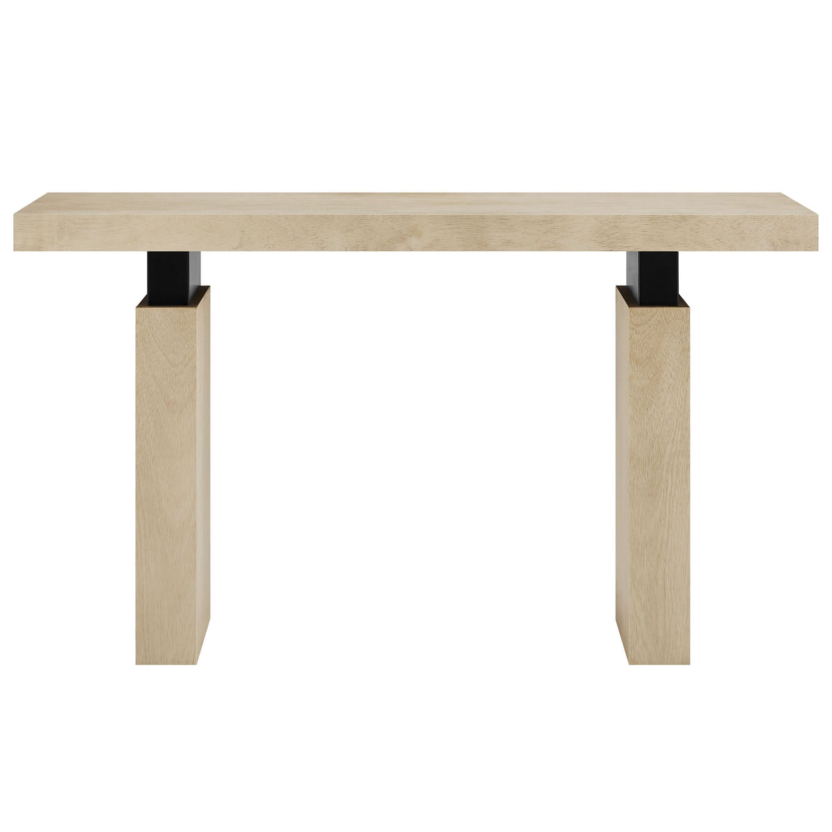 Piston 52in rectangular wood console table with natural oak finish and black metal legs on Tampa Home & Garden Store