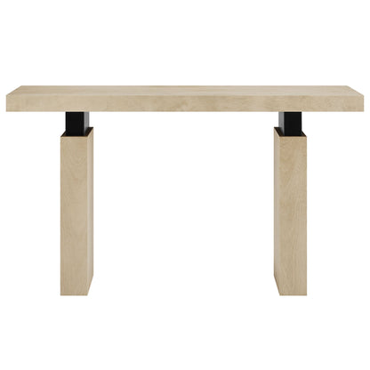 Piston 52in rectangular wood console table with natural oak finish and black metal legs on Tampa Home & Garden Store