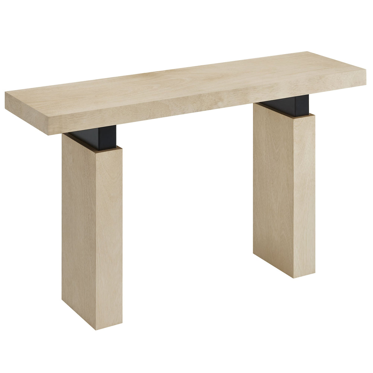 Piston 52in wood console table with natural oak finish and black metal legs by Modway on Tampa Home & Garden Store