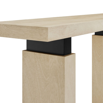 Piston 52in rectangular wood console table natural oak finish with black block legs by Modway on Tampa Home & Garden Store