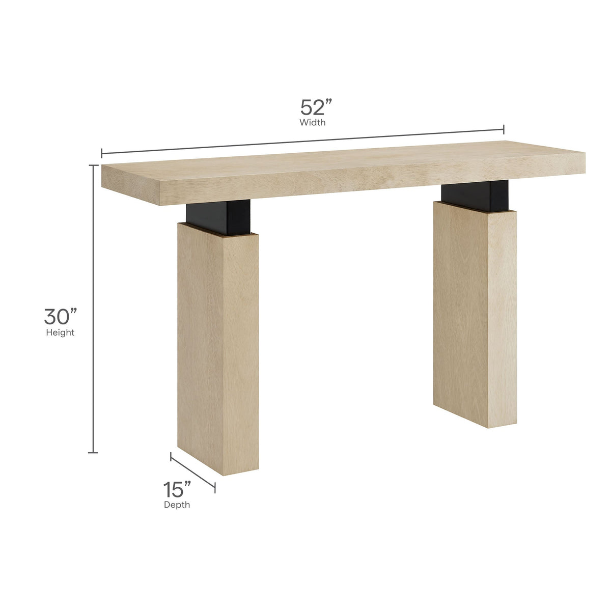 52-inch Piston rectangular wood console table by Modway with oak finish and black metal legs on Tampa Home & Garden Store