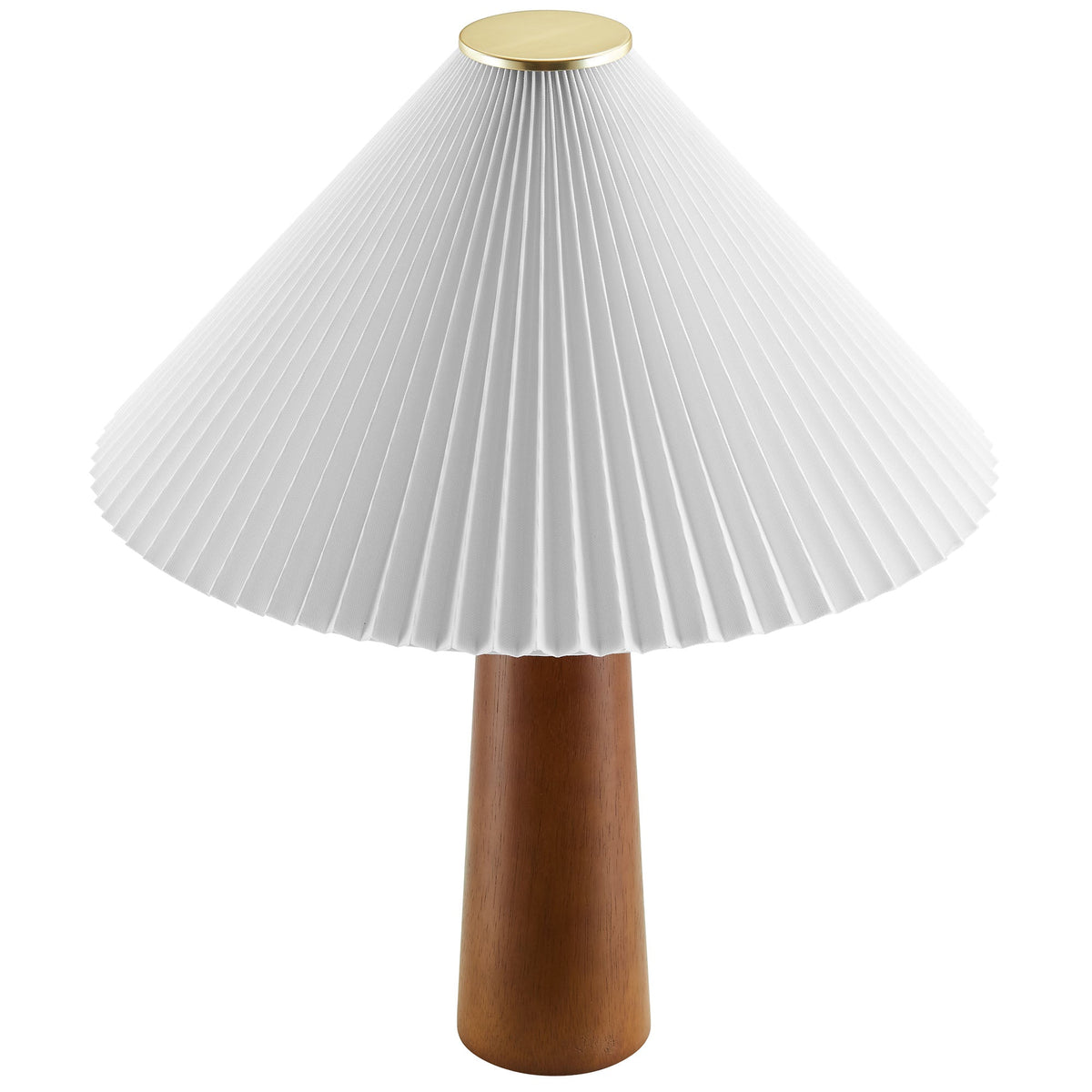 Jessica wooden base table lamp with pleated white shade and gold cap by Modway on Tampa Home & Garden Store