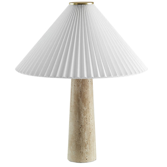 Cove Travertine Table Lamp with Pleated White Shade by HouseOfZazla on Tampa Home & Garden Store