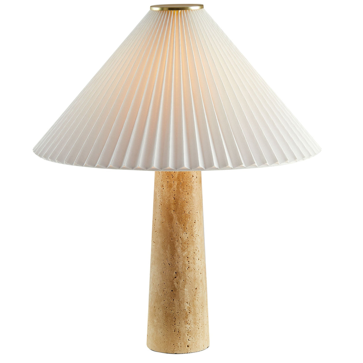 Cove travertine table lamp with pleated white shade brass accent base by Modway on Tampa Home & Garden Store