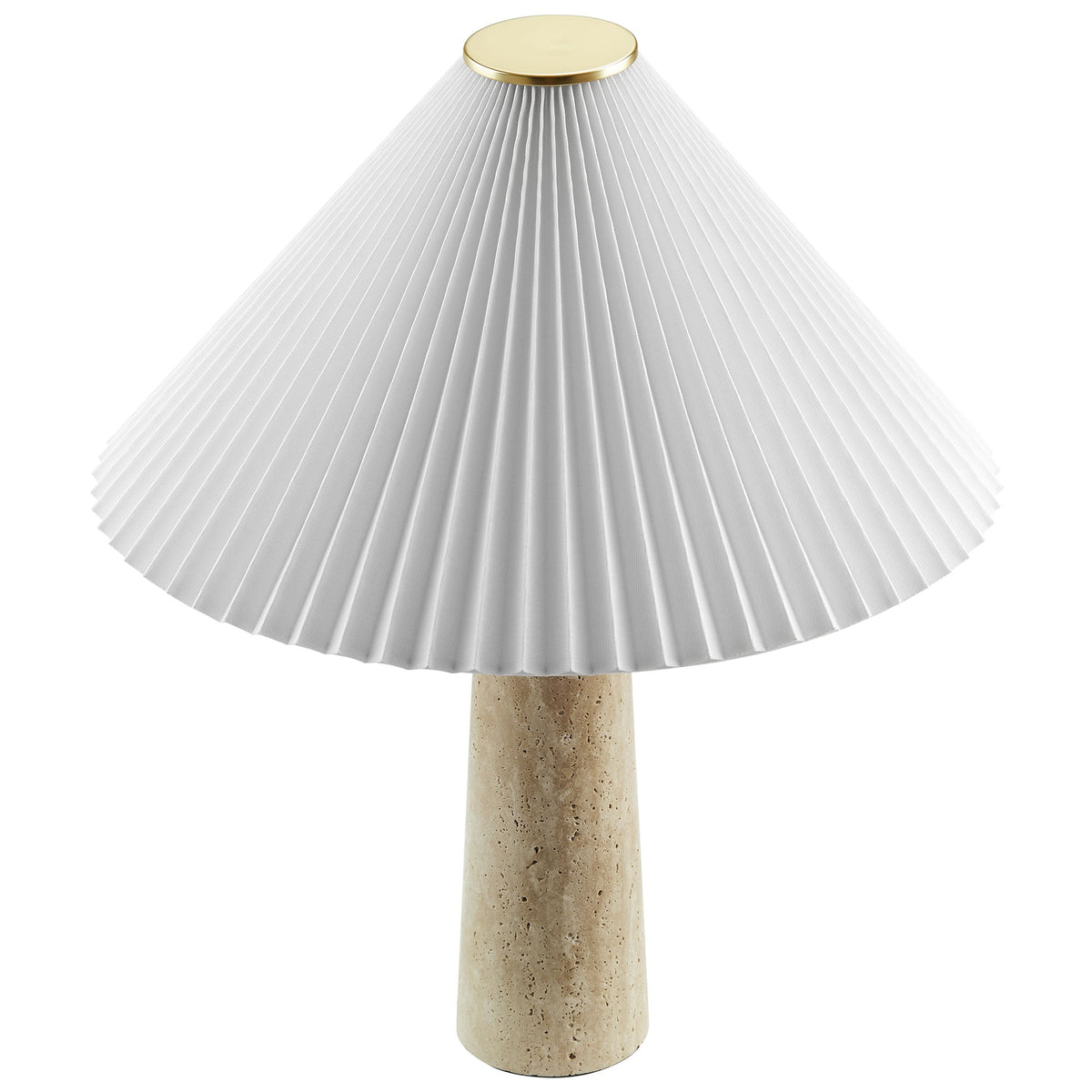 Cove Travertine Table Lamp with Pleated Shade, travertine base, gold cap by Modway on Tampa Home & Garden Store