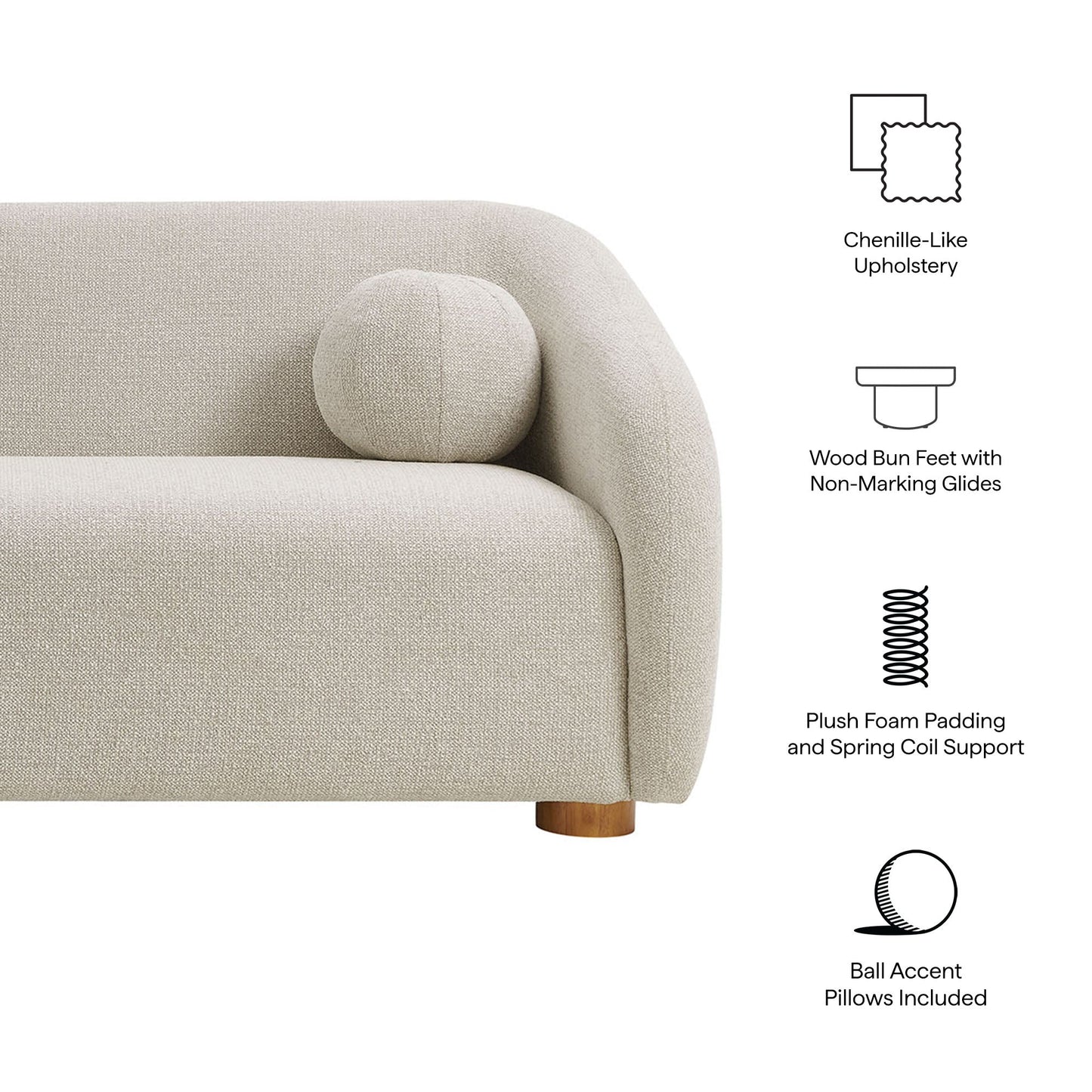 Modway and Holland Modern Chenille Fabric Sofa