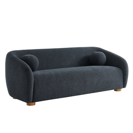 Holland 85in Chenille Sofa by HouseOfZazla in dark charcoal with rounded bolsters on Tampa Home & Garden Store