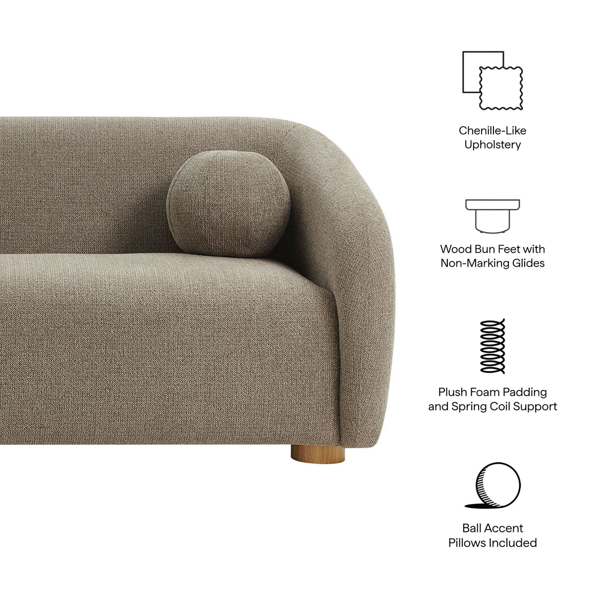 Modway and Holland Modern Chenille Fabric Sofa